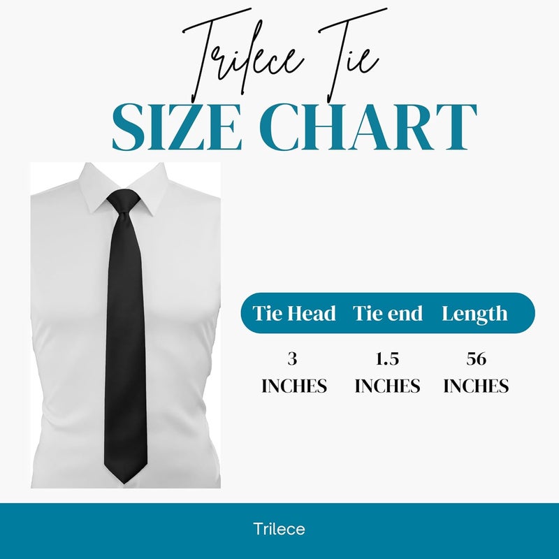 Trilece Ties for Men - Mens Solid Color Formal Necktie and Pocket Square Sets - Image 4